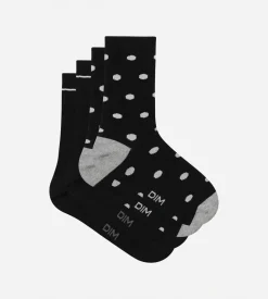 Lot de 2 paires de chaussettes femme Noir à gros pois Dim Coton Style
