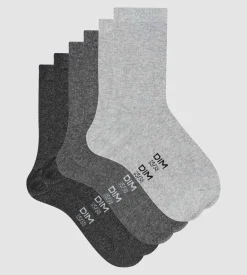 Lot de 3 paires de chaussettes femme Gris Clair en coton Dim