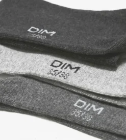 Lot de 3 paires de chaussettes femme Gris Clair en coton Dim