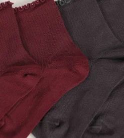 Lot de 2 paires de chaussettes femme à volants Rouge Dim Modal