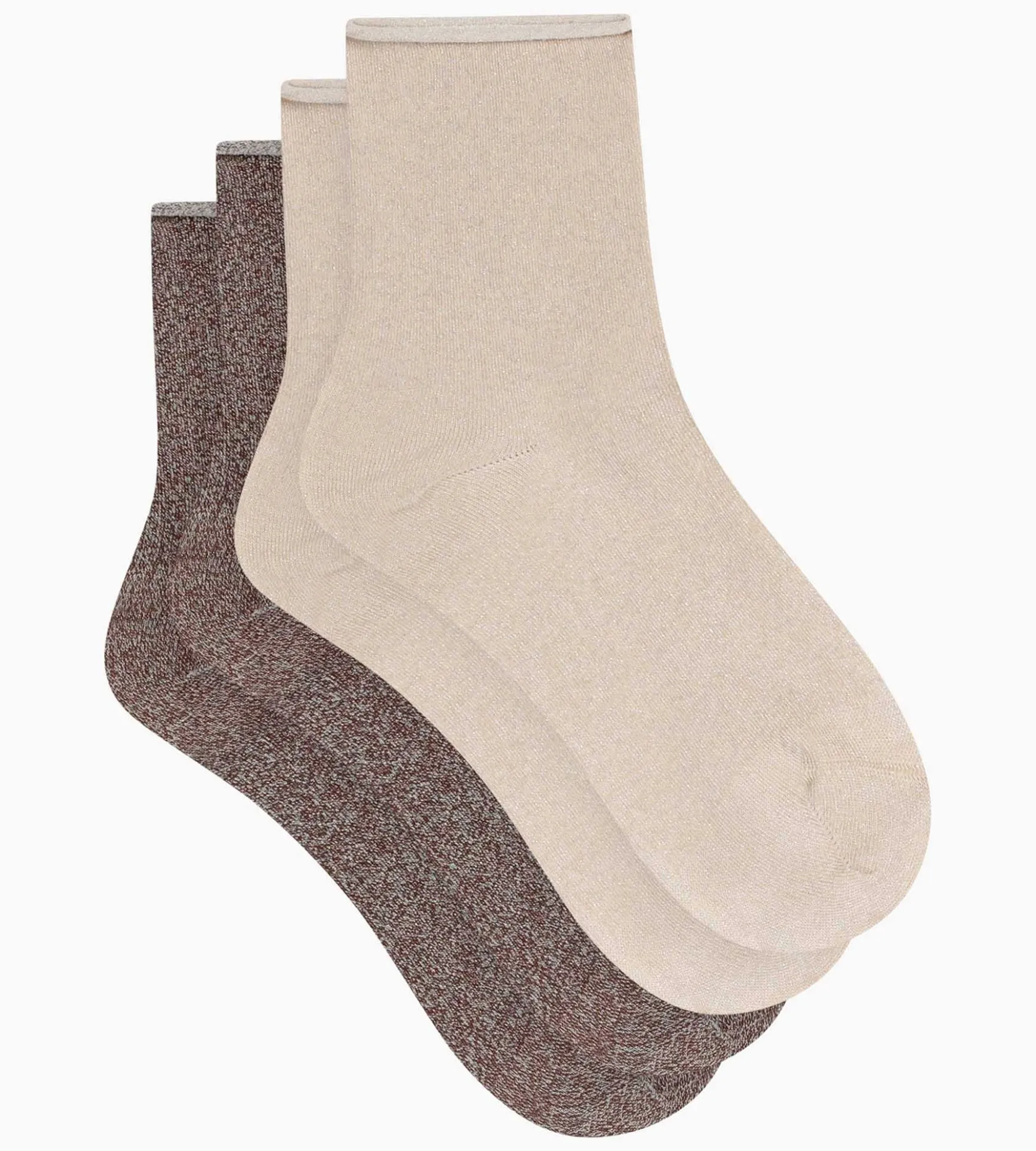 Lot de 2 paires de chaussettes femme lurex Marron Dim Mode