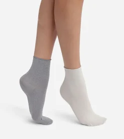 Lot de 2 paires de chaussettes femme lurex Gris Dim Mode