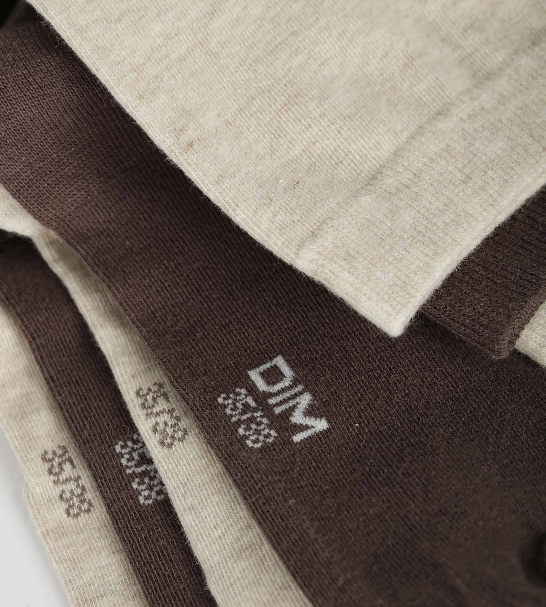Lot de 2 paires de chaussettes femme Marron Beige Dim Coton