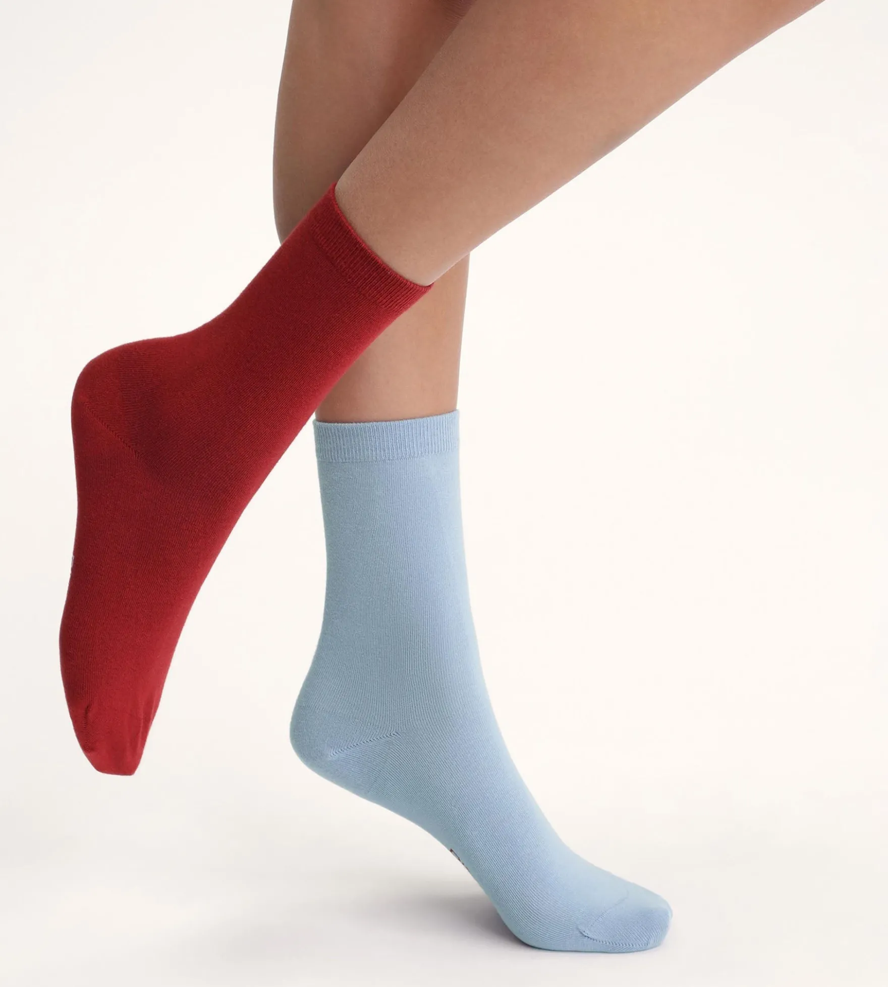Lot de 2 paires de chaussettes femme Rouge Bleu Coton