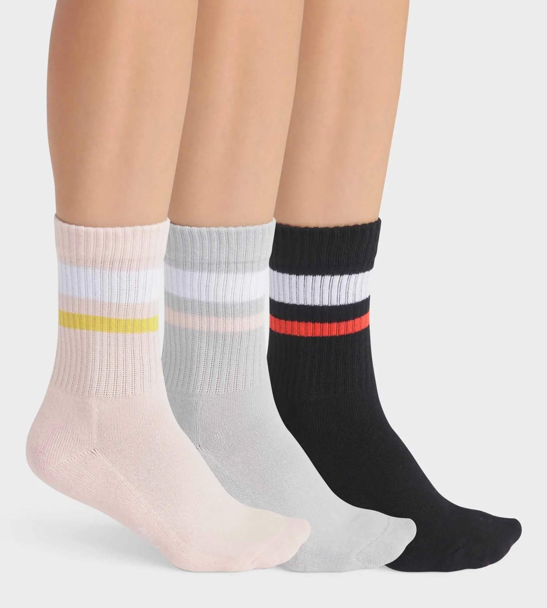 Lot de 3 paires de chaussettes femme en coton Rose Gris EcoDim Sport