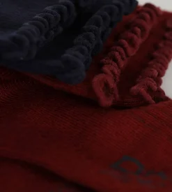 Lot de 2 paires de chaussettes femme à volants Bleu Bordeaux Dim Modal