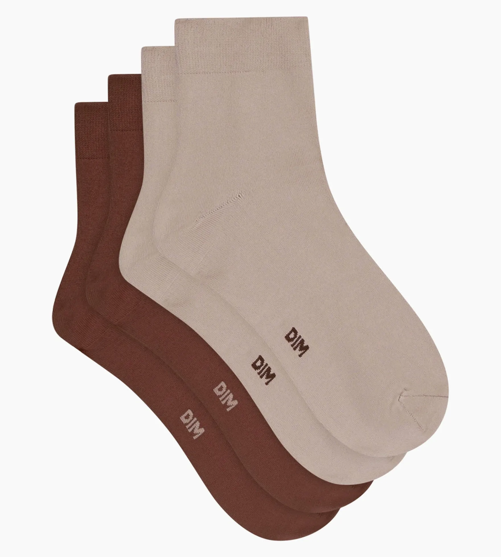 Lot de 2 paires de chaussettes femme Taupe Café Skin