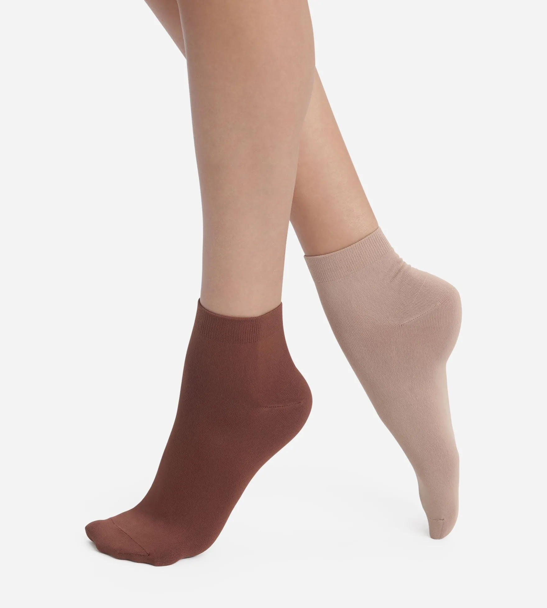 Lot de 2 paires de chaussettes femme Taupe Café Skin