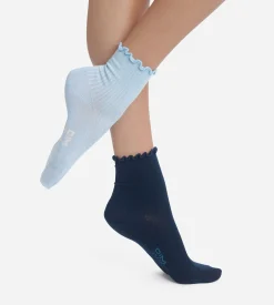 Lot de 2 paires de chaussettes femme à volants Marine Dim Modal