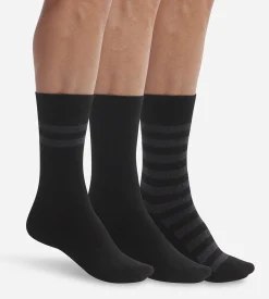 Lot de 3 paires de chaussettes homme Noir à rayures Dim Coton Style