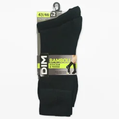 Lot de 2 paires de chaussettes homme Noir Dim Bambou