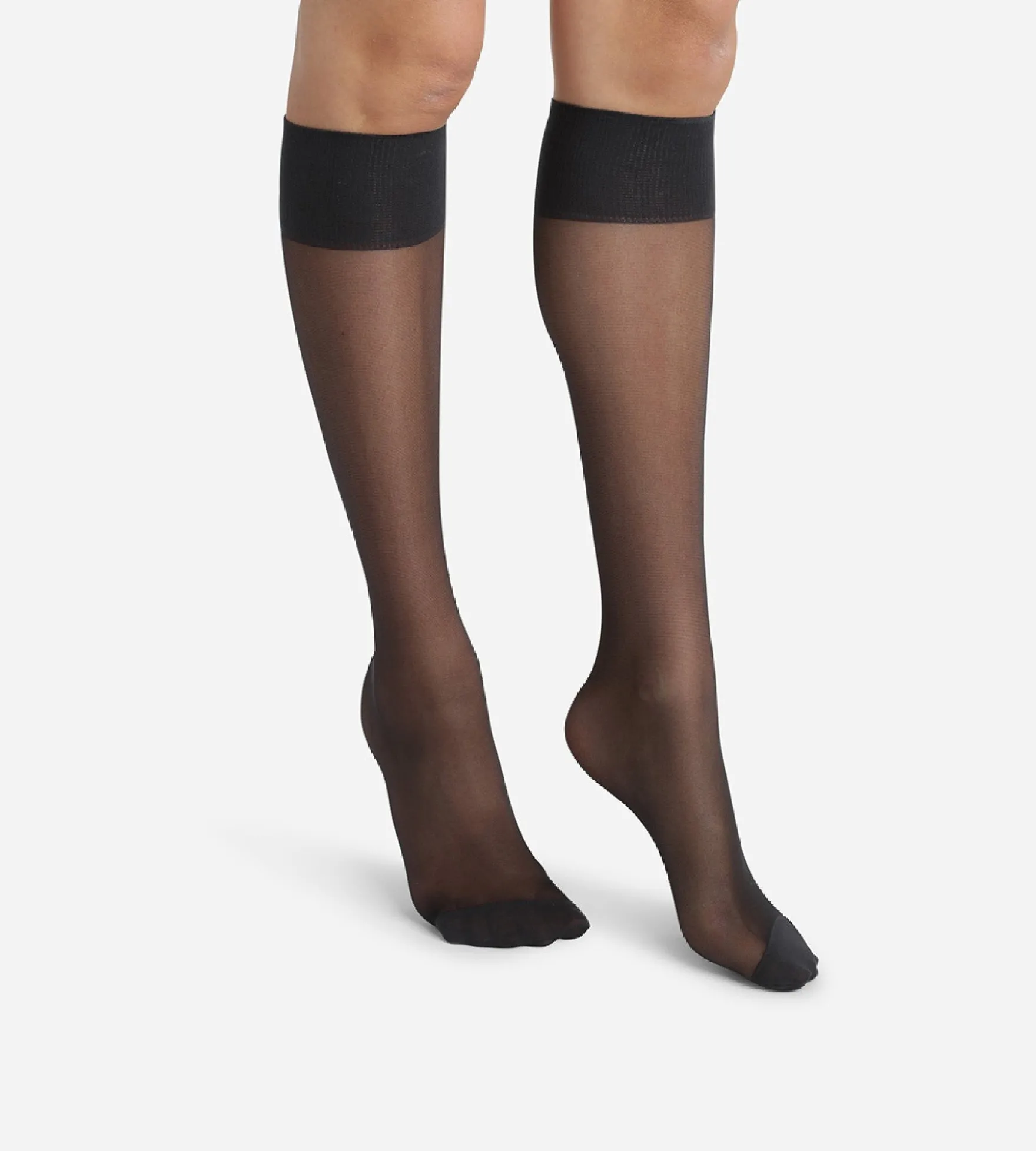 Lot de 2 paires de mi-bas en voile Lycra renforcé Noir Ultra Resist