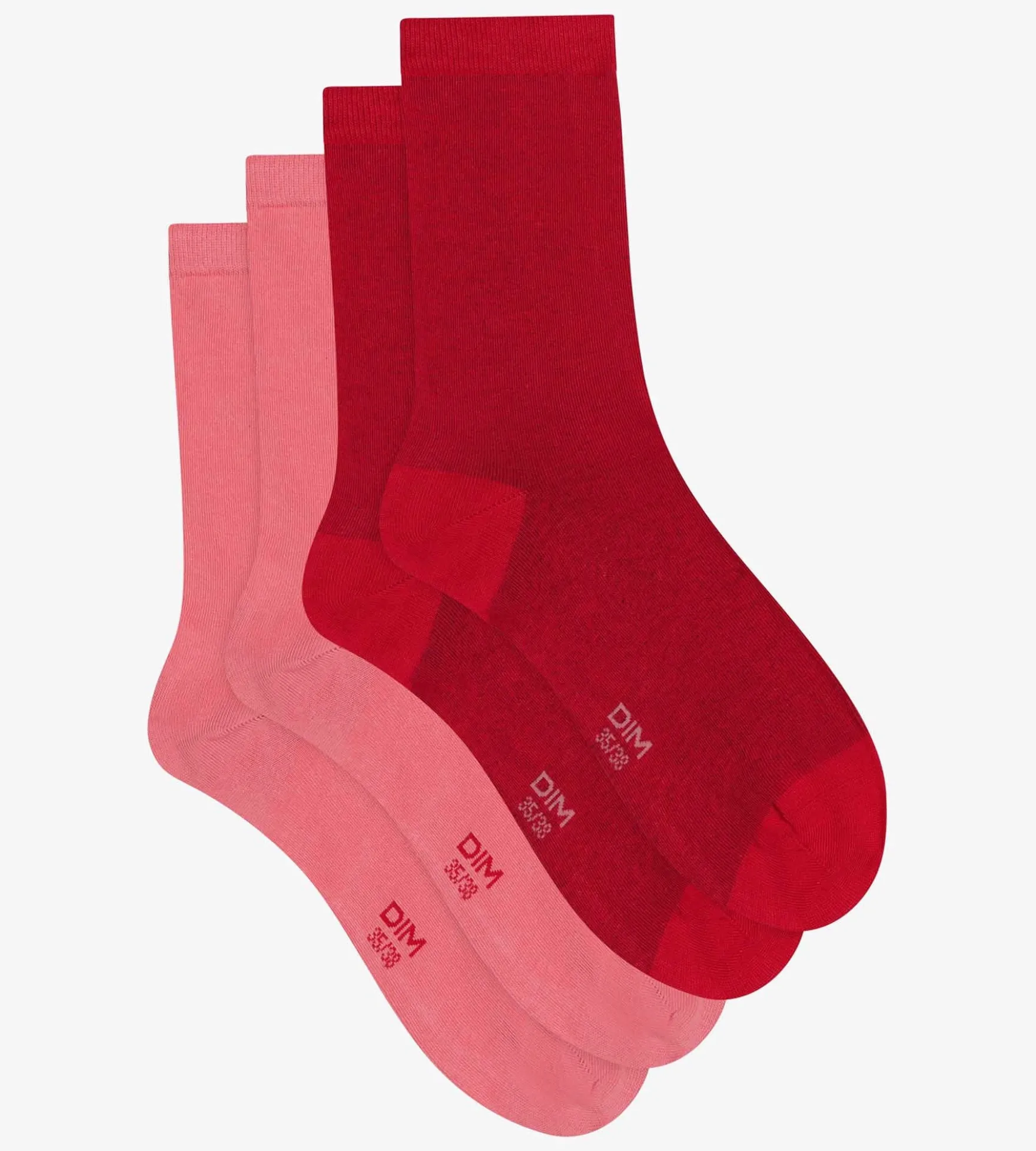 Lot de 2 paires de mi-chaussettes femme en coton Rose Dim