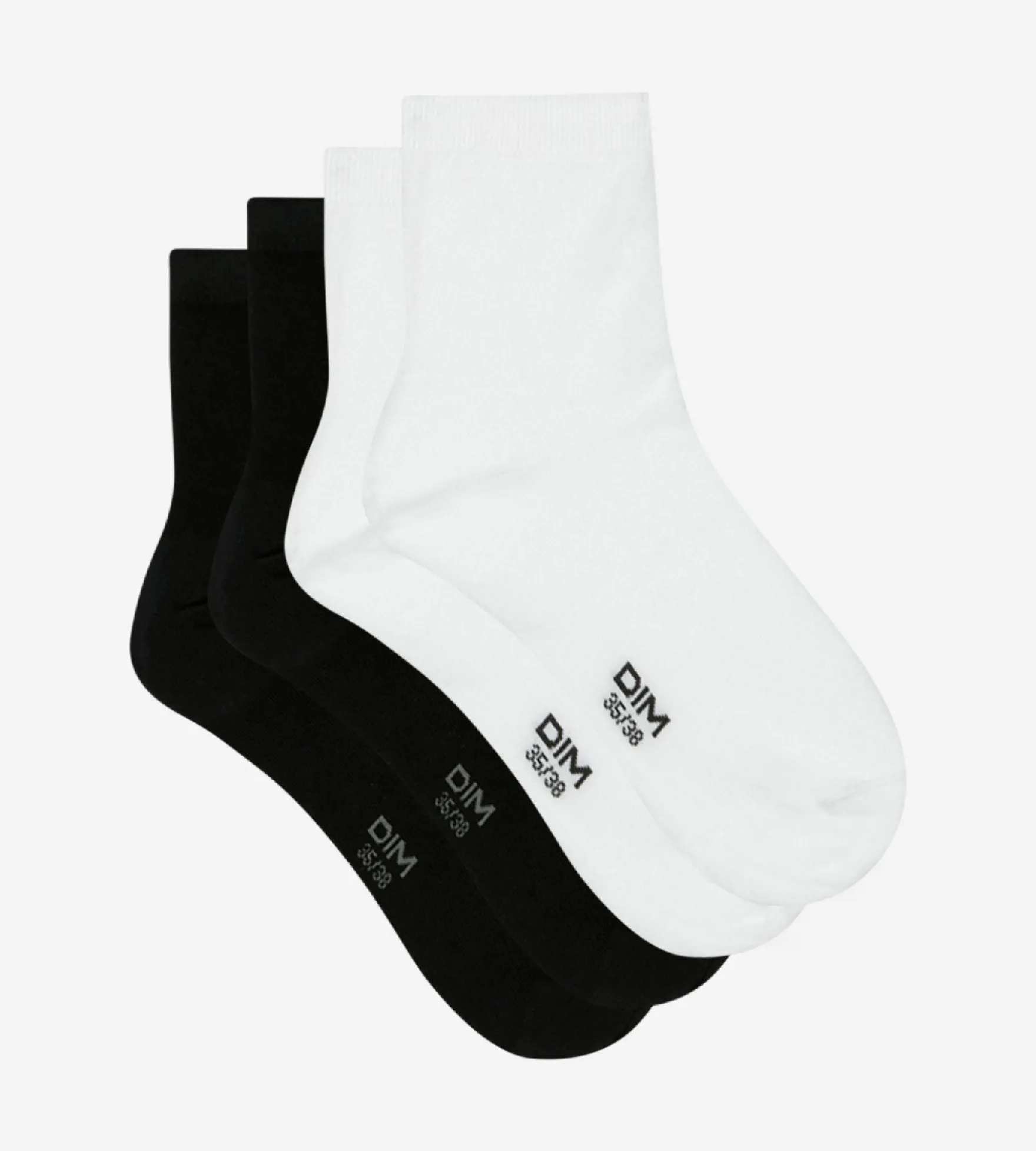 Lot de 2 paires de socquettes en coton blanches et noires