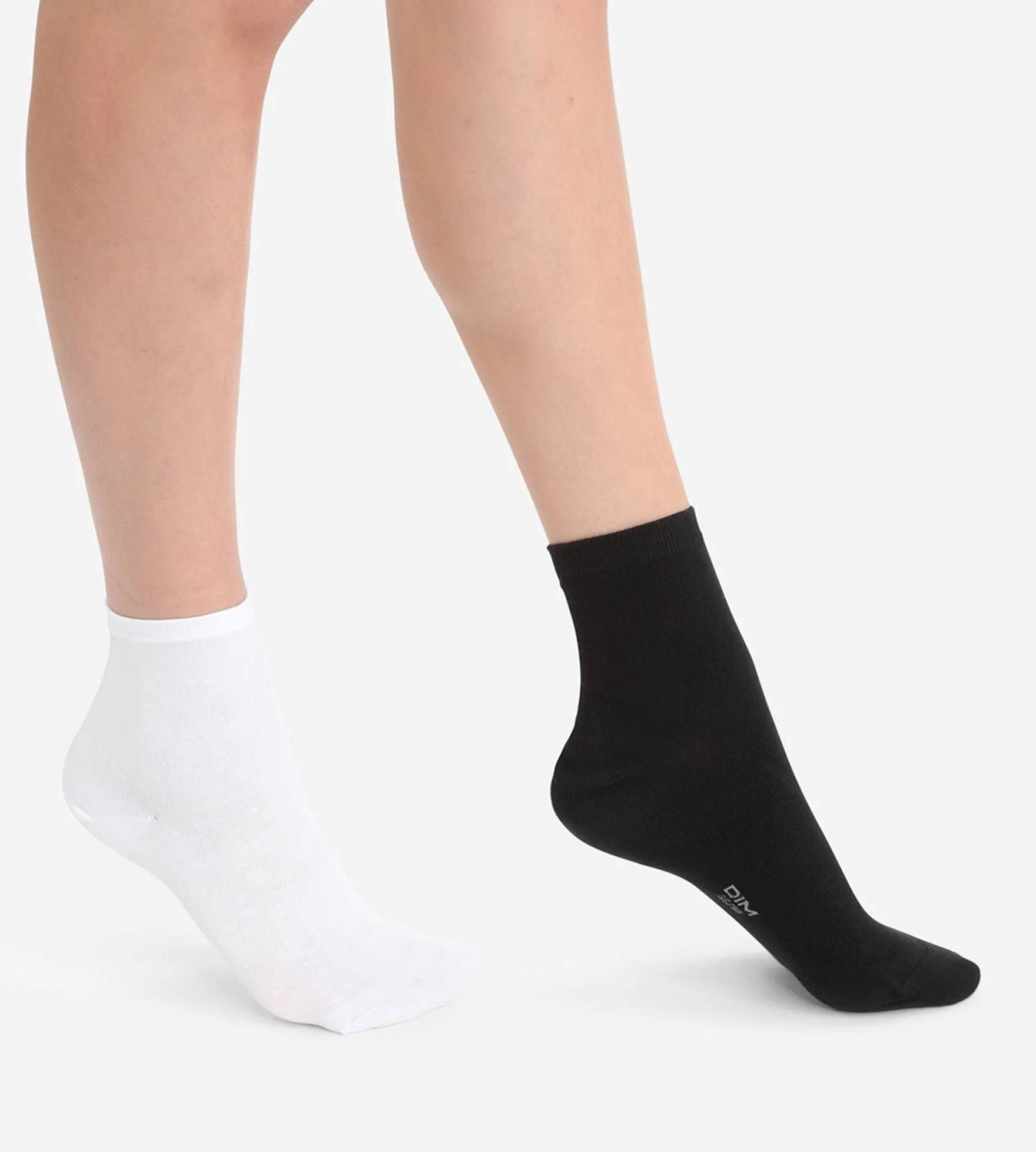 Lot de 2 paires de socquettes en coton blanches et noires
