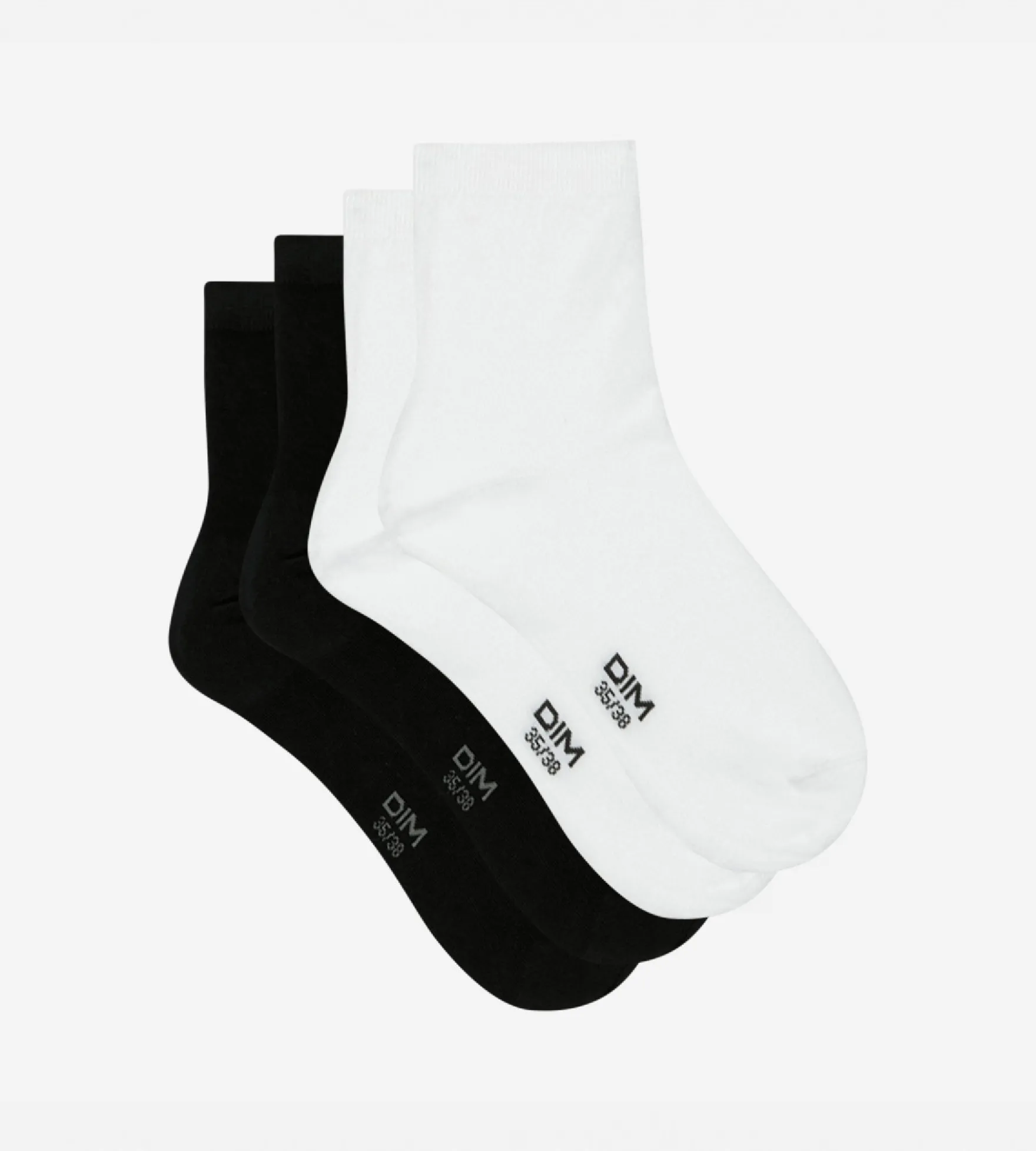 Lot de 2 paires de socquettes en coton blanches et noires