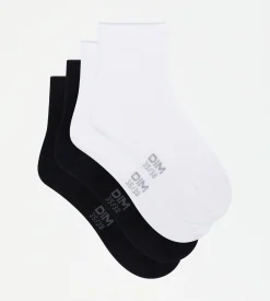 Lot de 2 paires de socquettes femmes en modal noir blanc Dim Modal