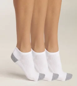 Lot de 3 paires de socquettes femme en coton Blanc Gris EcoDim Sport