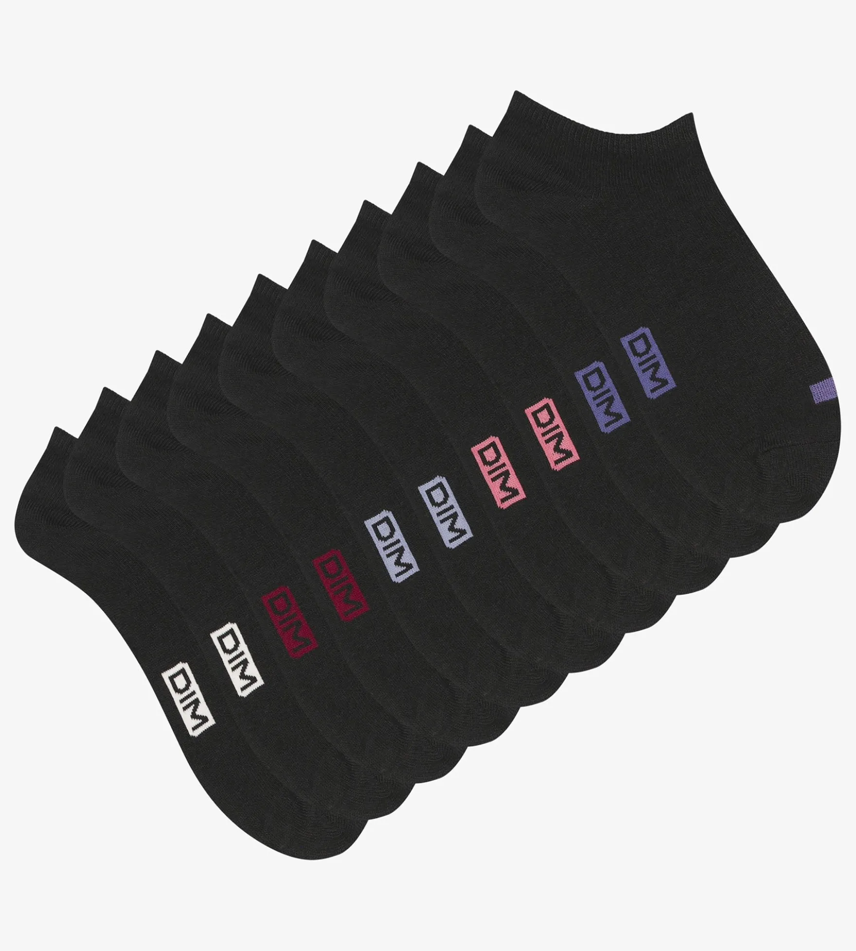 Lot de 5 paires de socquettes femme en coton Noir à pastilles EcoDim