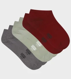 Lot de 3 paires de socquettes homme Gris Rouge Sauge Dim Coton