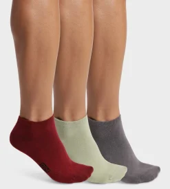 Lot de 3 paires de socquettes homme Gris Rouge Sauge Dim Coton