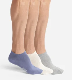 Lot de 3 paires de socquettes homme Bleu Gris Beige Dim Coton