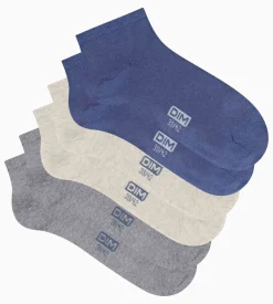 Lot de 3 paires de socquettes homme Bleu Gris Beige Dim Coton