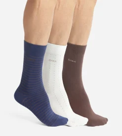 Lot de 3 paires de socquettes homme Bleu Ebene Gris Coton Style