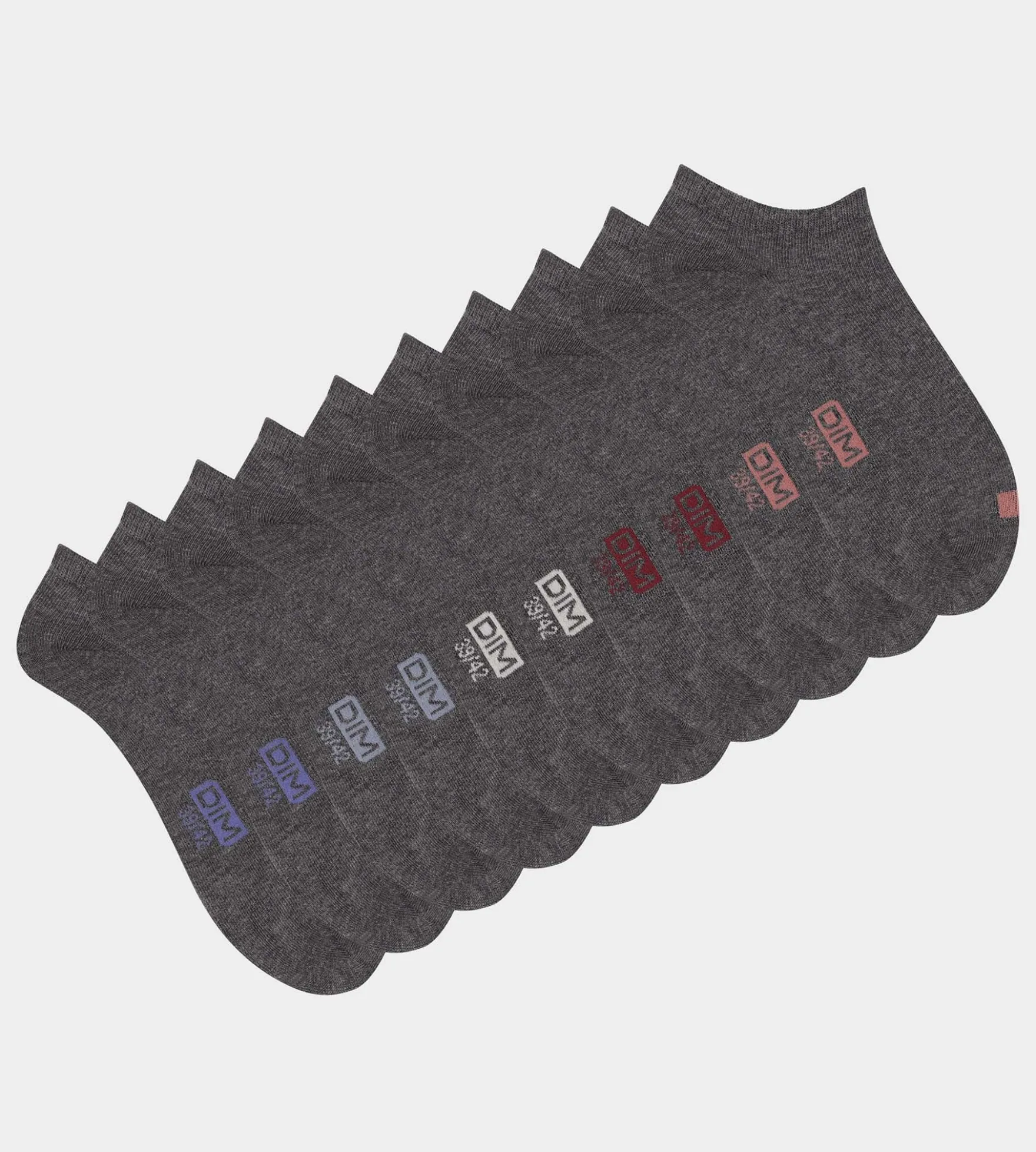 Lot de 5 paires de socquettes homme en coton Gris à vignettes EcoDim