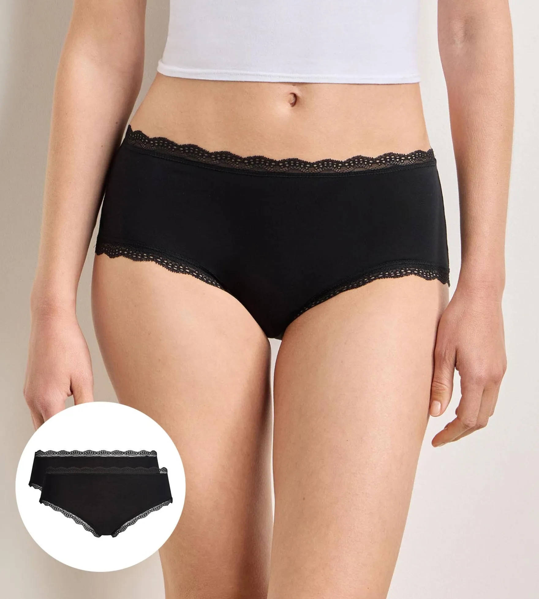 Lot de 2 shortys noir Daily Coton Dentelle