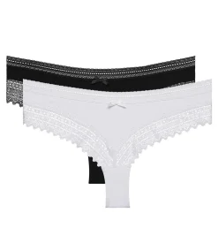 Lot de 2 shortys noir et blanc Sexy Fashion coton dentelle