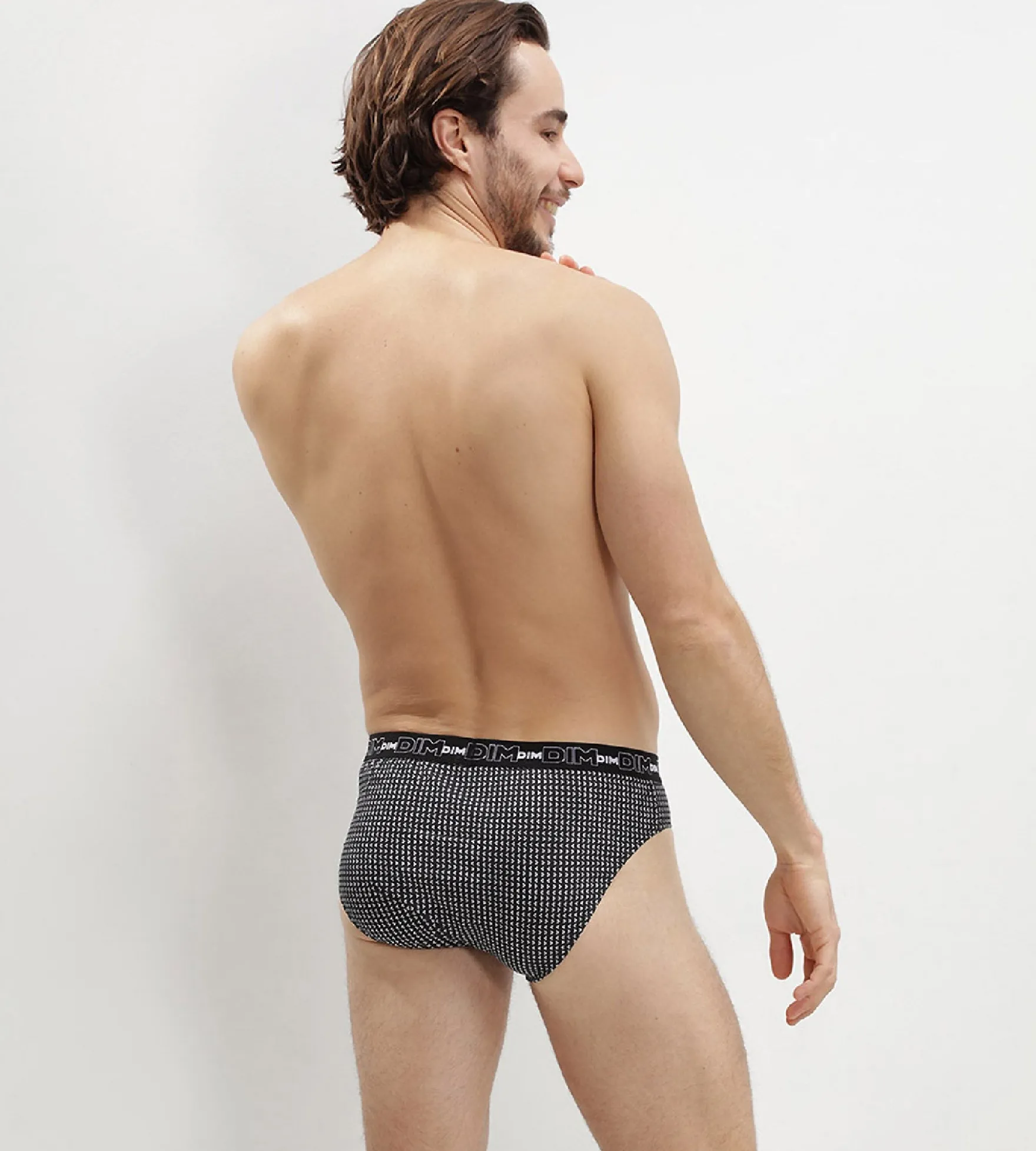 Lot de 3 slip homme en coton avec imprimé cube Gris Dim Coton Print