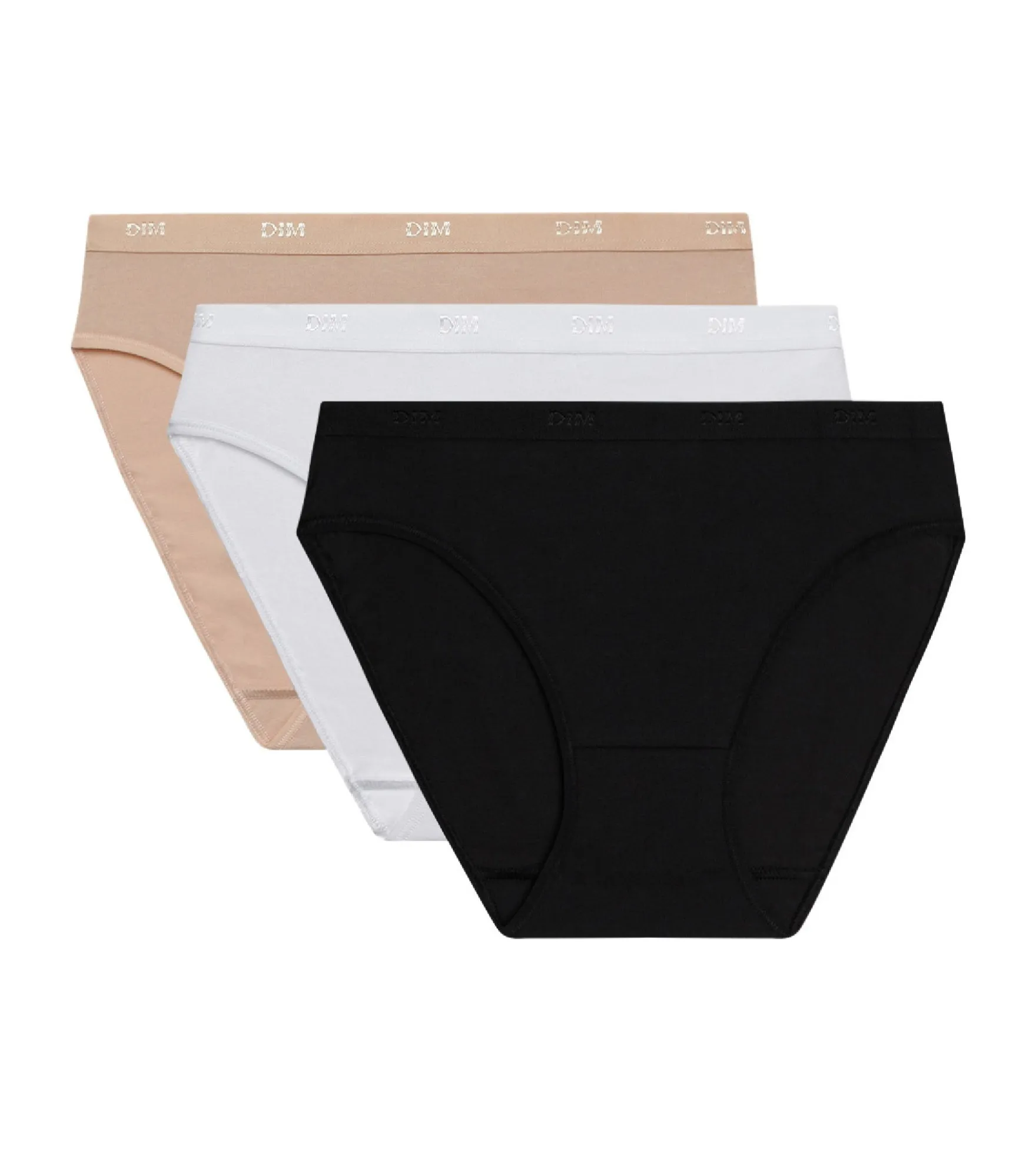 Lot de 3 slips blanc/peau/noir Les Pockets Coton