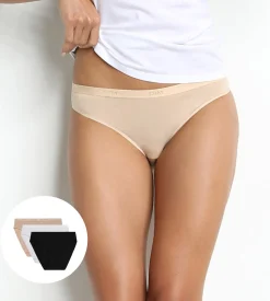 Lot de 3 slips blanc/peau/noir Les Pockets Coton