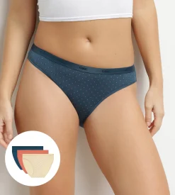 Lot de 3 slips femme coton stretch à pois Dim Les Pockets
