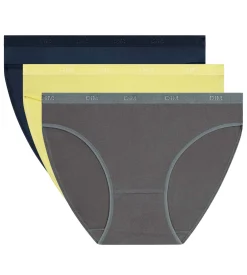 Lot de 3 slips femme coton stretch Bleu Jaune Les Pockets Ecodim