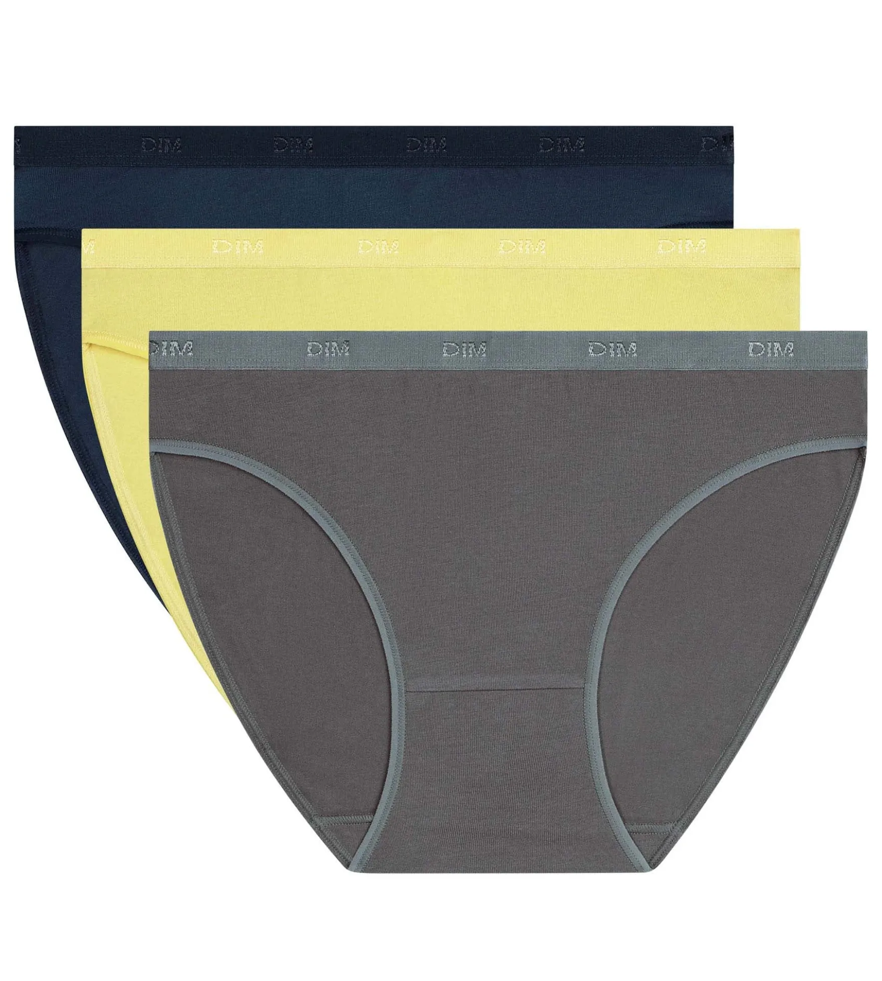 Lot de 3 slips femme coton stretch Bleu Jaune Les Pockets Ecodim