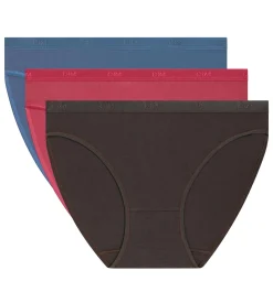 Lot de 3 slips femme coton stretch Bleu Rouge Les Pockets Ecodim