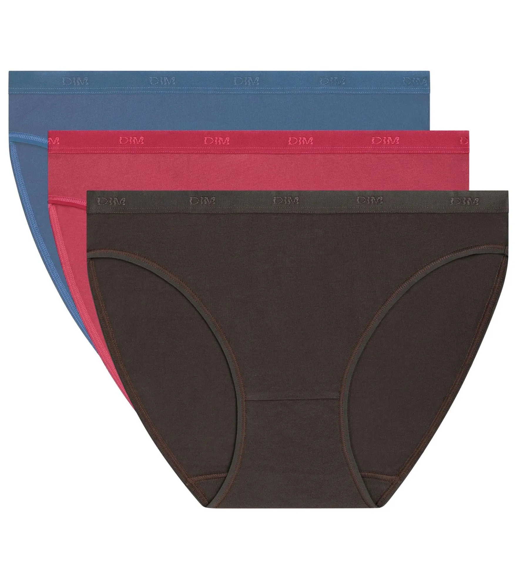 Lot de 3 slips femme coton stretch Bleu Rouge Les Pockets Ecodim
