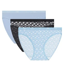 Lot de 3 slips femme en coton stretch Bleu Gris à fleurs Les Pockets