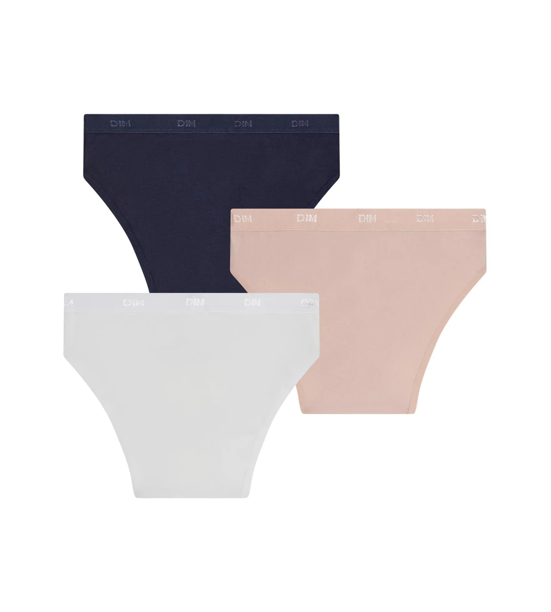 Lot de 3 slips fille en coton stretch Rose Bleu Blanc Les Pockets