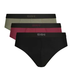 Lot de 3 slips homme en coton Noir Kaki Rouge Ultra doux