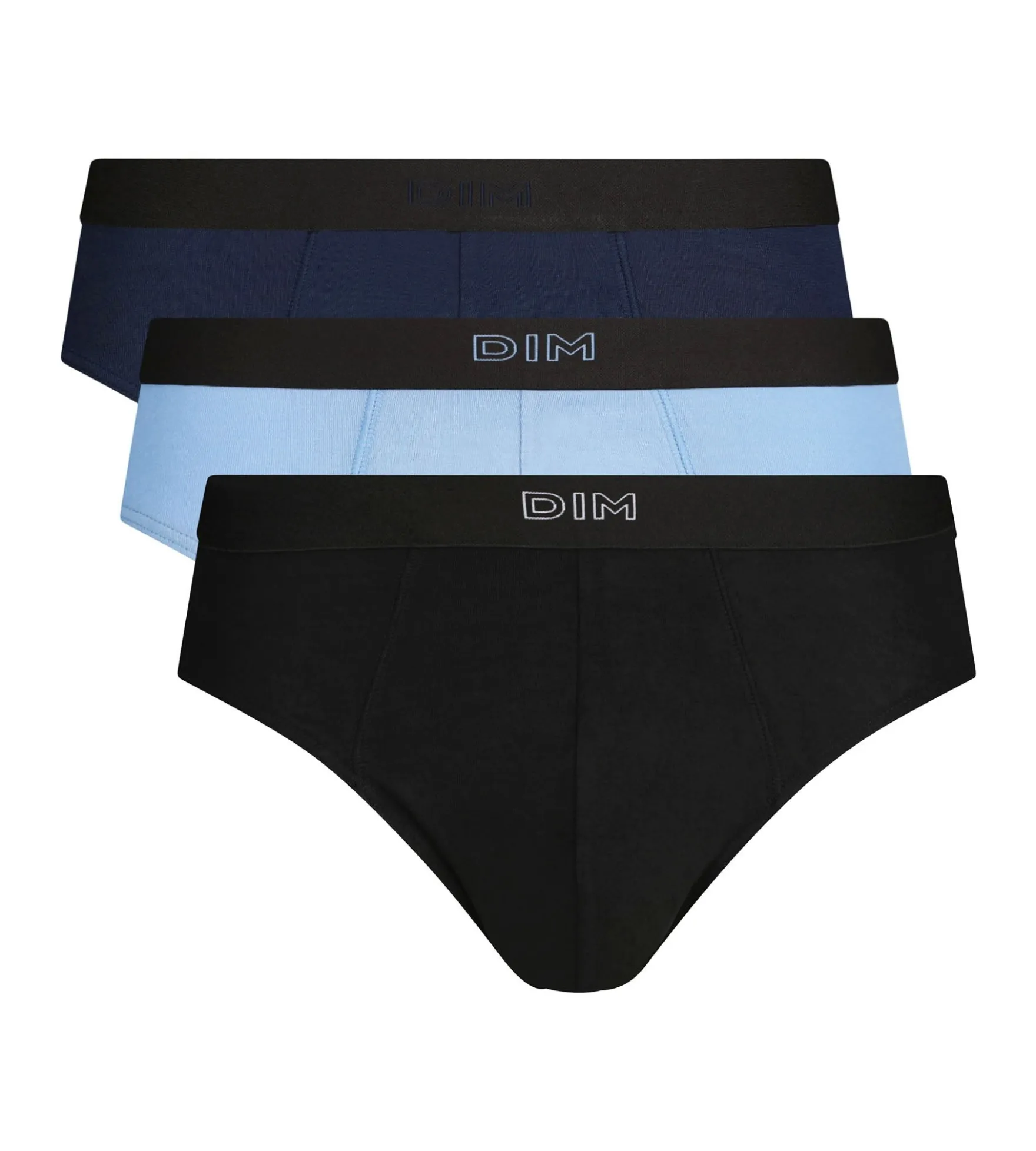 Lot de 3 slips homme en coton Noir Bleu Ultra doux