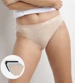 Lot de 5 slips noir, blanc, peau et gris coton Les Pockets