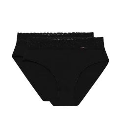 Lot de 2 slips noirs Coton Plus Féminine taille haute