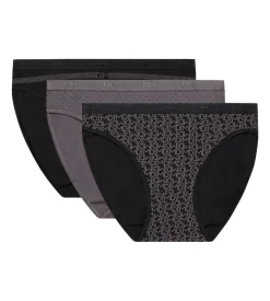 Lot de 3 slips noirs et gris imprimés Femme Les Pockets Coton