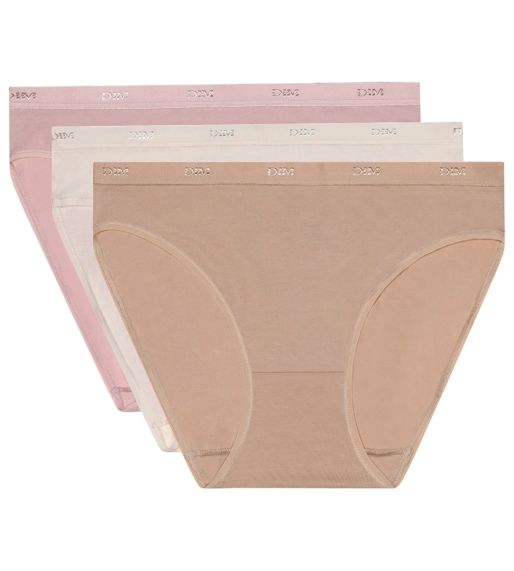 Lot de 3 slips peau/rose/nacre Les Pockets Coton