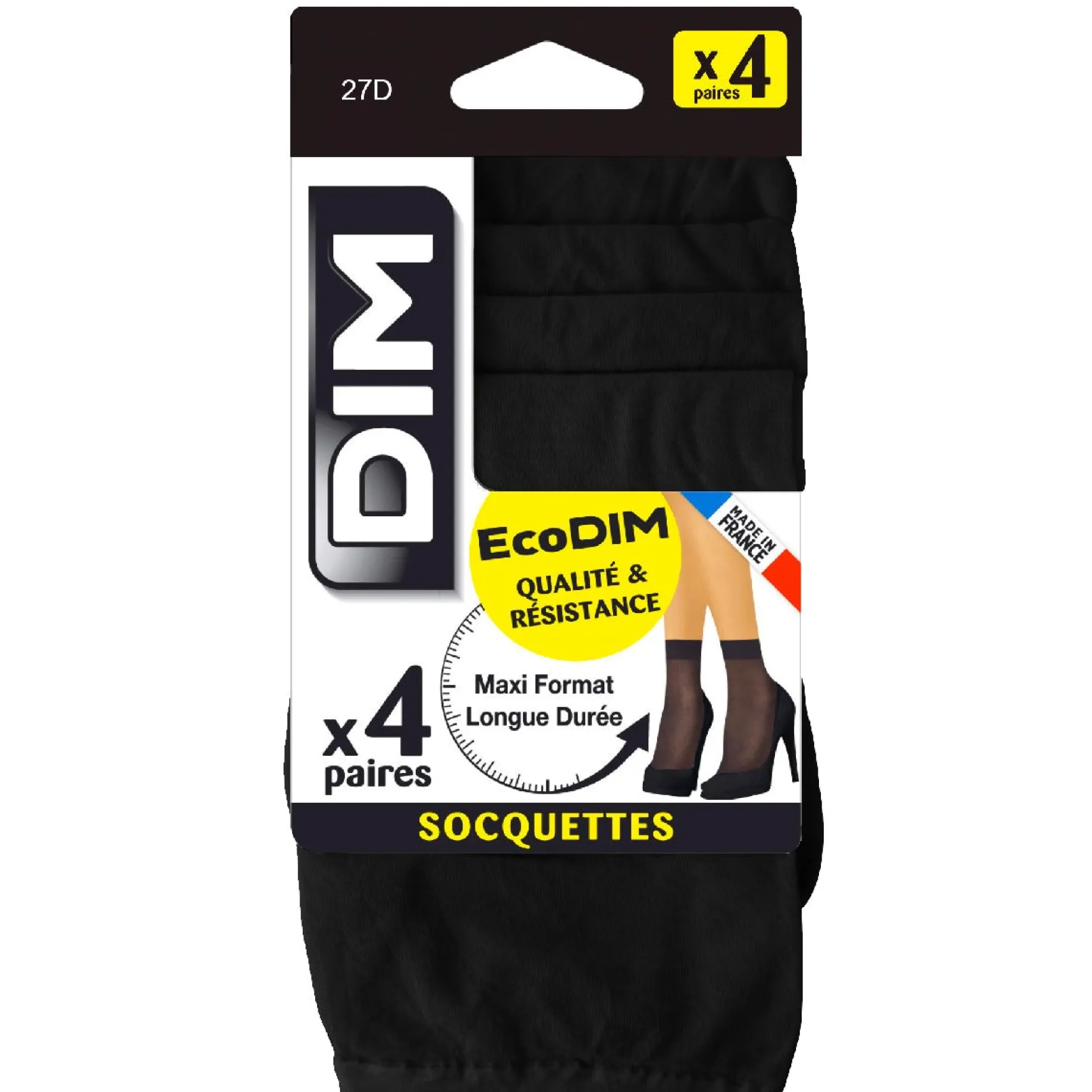 Lot de 4 socquettes noires EcoDIM semi-opaques 30D