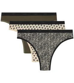 Lot de 3 strings femme motifs Ethniques Kaki Noir Les Pockets