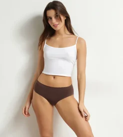 Lot de 2 tangas Body Touch en coton Dim chocolat et rose pourdré